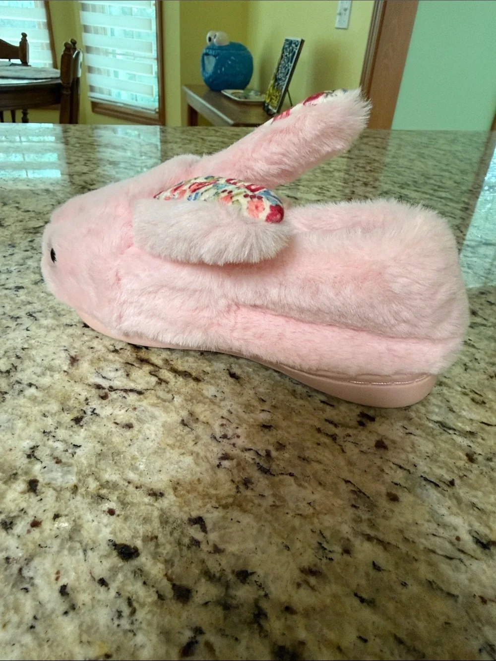 Plush Pink Bunny Slippers for Kids - Soft Slip-On Indoor Shoes
